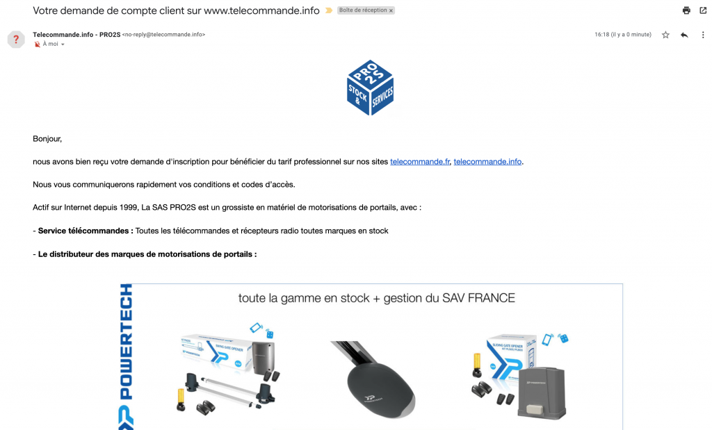mail inscription prix pro gamme powertech